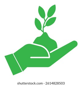  Set Growth Eco Tree Environment. Plant in Human Hand Symbol Collection on White Background. Design EPS 10 
