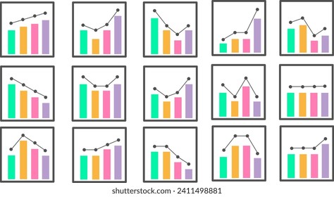Set of growth graph vector, Set of business finance arrow, business graph. data growth diagram, Trading graph, financial investment and growth concept.