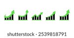 Set of growth graph vector icons. Business chart. Financial rise up.