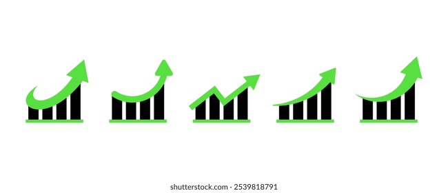 Satz von Vektorsymbolen für Wachstumsdiagramme. Geschäftskarte. Finanzielle Aufstockung.