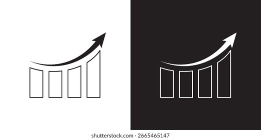 Conjunto de ícones do vetor do gráfico de crescimento. Gráfico de negócios. Aumento financeiro. Aumente o lucro.