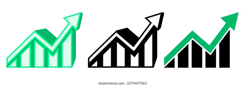 set growth graphs arrow going up icon. Business diagrams and charts design vector illustration