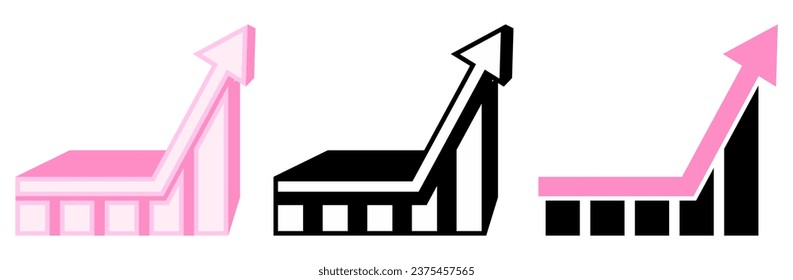 set growth graphs arrow going up icon. Business diagrams and charts design vector illustration