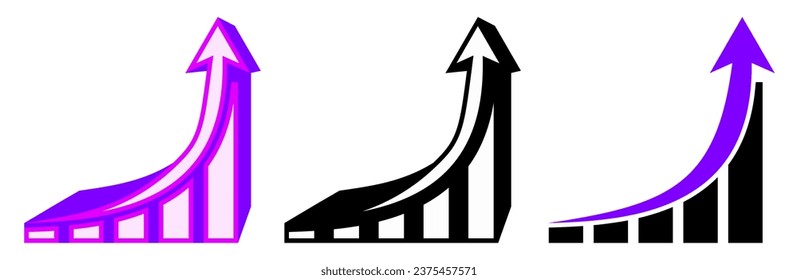 set growth graphs arrow going up icon. Business diagrams and charts design vector illustration