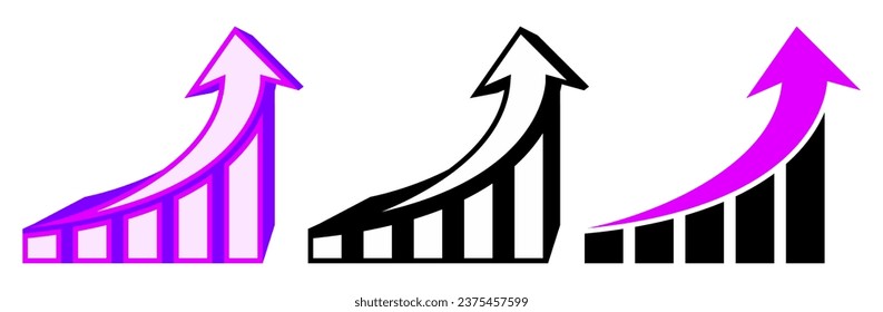 ajuste la flecha de gráficos de crecimiento hacia arriba. Diagramas de negocio e ilustración vectorial de diseño de gráficos
