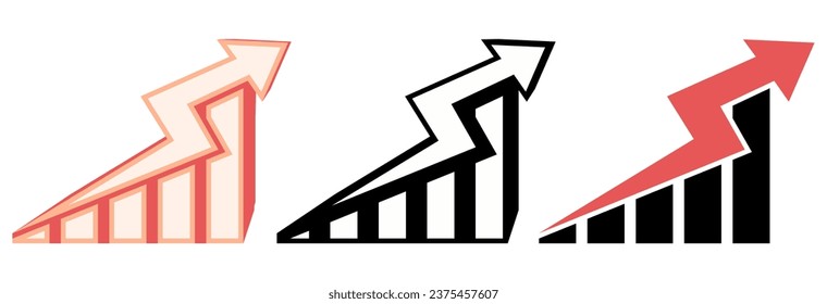 ajuste la flecha de gráficos de crecimiento hacia arriba. Diagramas de negocio e ilustración vectorial de diseño de gráficos
