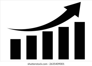 Set growth graphs charts line icons set. Data elements, bar and pie, diagrams for business infographics. a black graph with arrow pointing up.