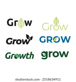 Set of Growth Green leaf logo.