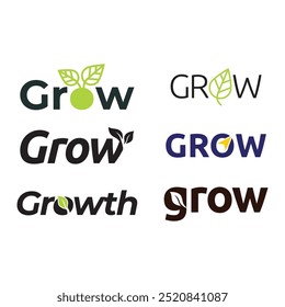 Set of Growth Green leaf logo.
