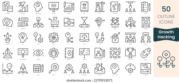 Set of growth hacking icons. Thin linear style icons Pack. Vector Illustration