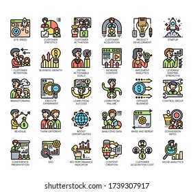Set of growth hacking thin line and pixel perfect icons for any web and app project. 