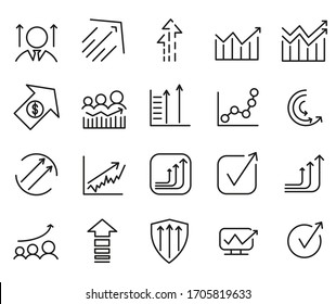 Set Of Growth Line Icon. Vector Illustration Isolated on a white background. Premium Quality Symbols