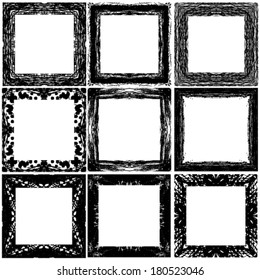 Set grunge abstract frames. Design elements.