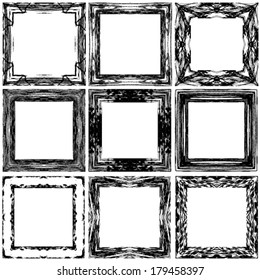 Set grunge abstract frames. Vector illustration - design elements.