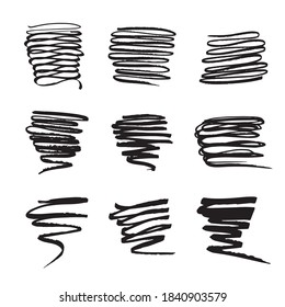 Set of grunge abstract hand drawn brushstroke vector illustration