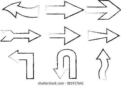 Set of grunge arrows