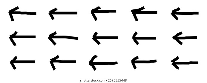 Set of Grunge Arrows, Bold brush drawn arrows. design element vector illustration eps 10. 