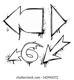 A set of grunge arrows with drips and splashes