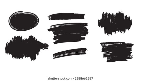 Set of grunge background templates. Hand drawn brush strokes isolated on white background. Templates for text