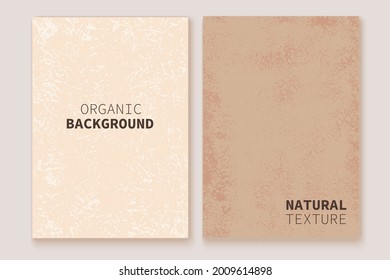 Set of grunge backgrounds in beige colors. Soft natural, organic texture. Hand made paper. Craft style.