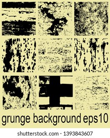 Set of grunge backgrounds in black and white. Abstract vector textures. Patterns of cracks, chips, scuffs