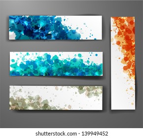 Set of Grunge backgrounds with coloured splashes. Vector illustration.