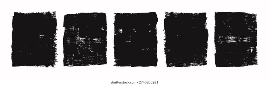 Set of grunge backgrounds, grunge frames, brush strokes. Grunge art elements for design backgrounds. Abstract creative background texture. Vector.
