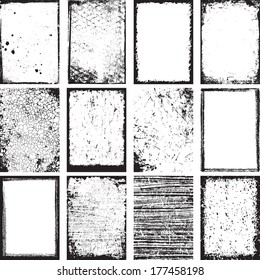 Set Of Grunge Backgrounds And Frames Vector