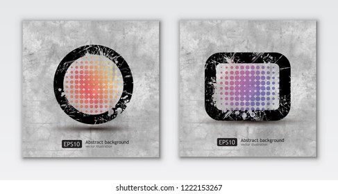 Set of grunge banners. Grunge backgrounds. Abstract vector template.