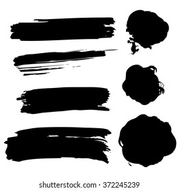 set of grunge banners, labels, circles on white background, doodle hand drawn