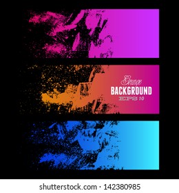 Set of grunge banners on black