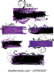 Set of grunge banners with patterns with free space for message