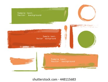 set of grunge banners, strokes and empty scribble circles isolated on white. vector design elements