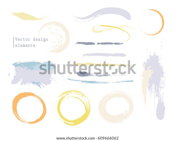 set of grunge banners,\
strokes and empty scribble circles isolated on white. vector design\
elements