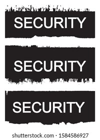 Set of grunge banners with text security