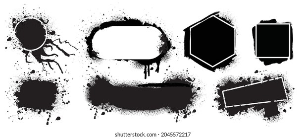 Set of grunge banners.Grunge backgrounds for sale. Spray Paint Vector Elements isolated on White Background, Lines and Drains Black ink splatters, Ink blots frame set, text frame, Street style.