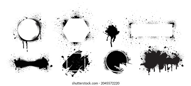 Set of grunge banners.Grunge backgrounds for sale. Spray Paint Vector Elements isolated on White Background, Lines and Drains Black ink splatters, Ink blots frame set, text frame, Street style.