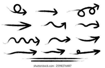 set of grunge black arrows on a white background
