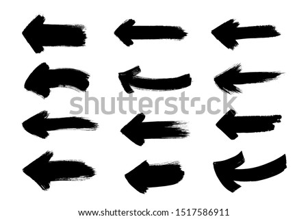 Set of grunge black arrows. Text design element. Hand painted symbol.