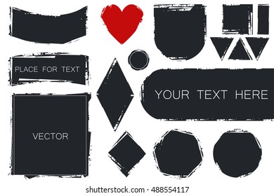 Set of grunge black banners, graphic elements and strokes for your creative designs.