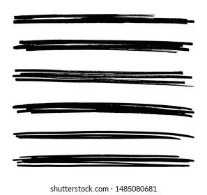Set of grunge black brush strokes