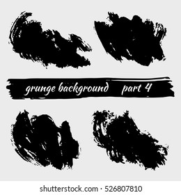 Set of grunge black brushstroke banner. Vector hand drawn creative design elements.