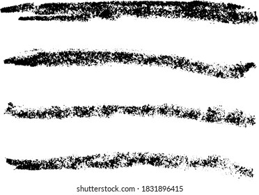 Set of grunge black chalk texture stripe brush on white background