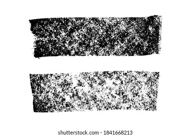 Set of grunge black chalk texture stripe brush on white background