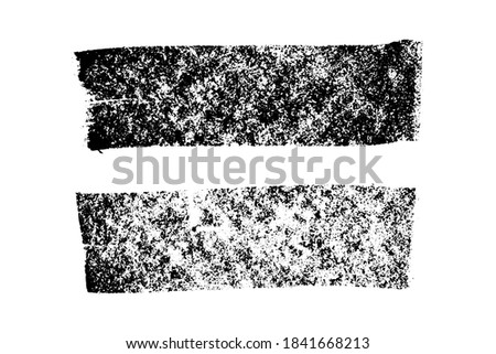 Set of grunge black chalk texture stripe brush on white background
