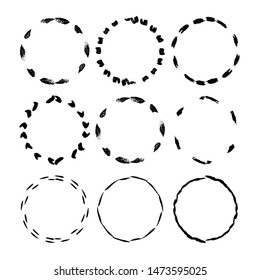 Set of grunge black frames. Borders collections. Vector illustration.