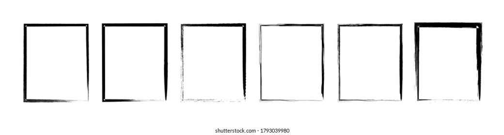 Set of Grunge Black Frames. Textured rectangles for image. Grunge background. Abstract vector templates.