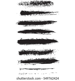 Conjunto de trazos de pincel de tinta negra grunge