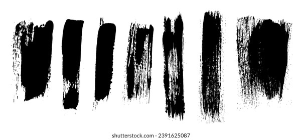 Conjunto de pinceles de pintura negra gris.