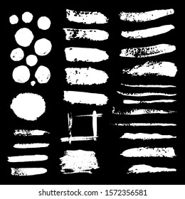 set of grunge black paint, ink brush strokes. brush strokes collection. Dirty grunge artistic design elements, backgrounds, textures, brushes.